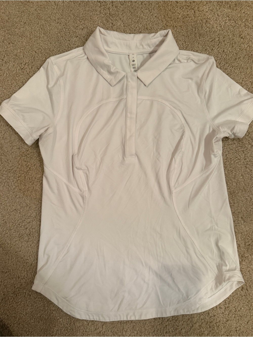 Lululemon White Women's Polo Top - Athletic Short Sleeve